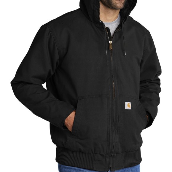 (NWT) Carhartt Mens Washed Duck Active Zip Up Jacket Black - Picture 4 of 7